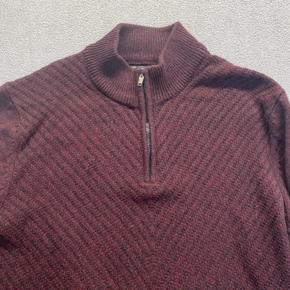 CALVIN KLEIN Jeans Men’s‎ Quarter Zip Sweater XXL Maroon Cotton Bordeaux